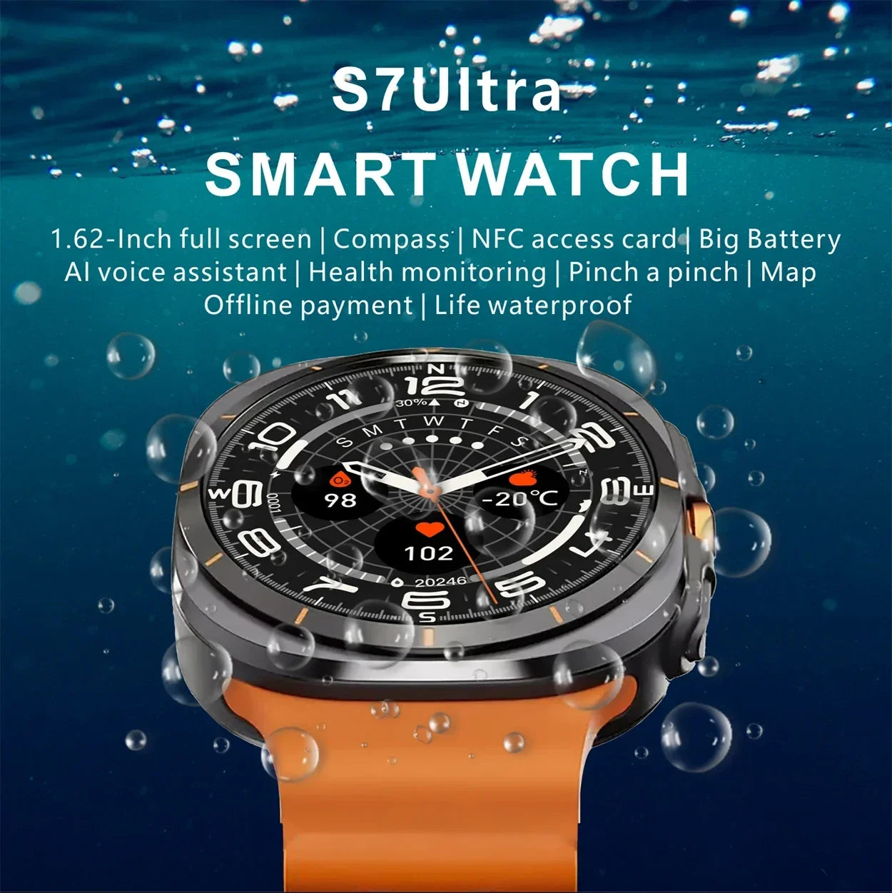 2024 Watch 7 Ultra 47mm Smart Watch S7 Bluetooth Call Compass Smartwatch for Men Women 1.62" HD Screen Sports Fitness Tracker