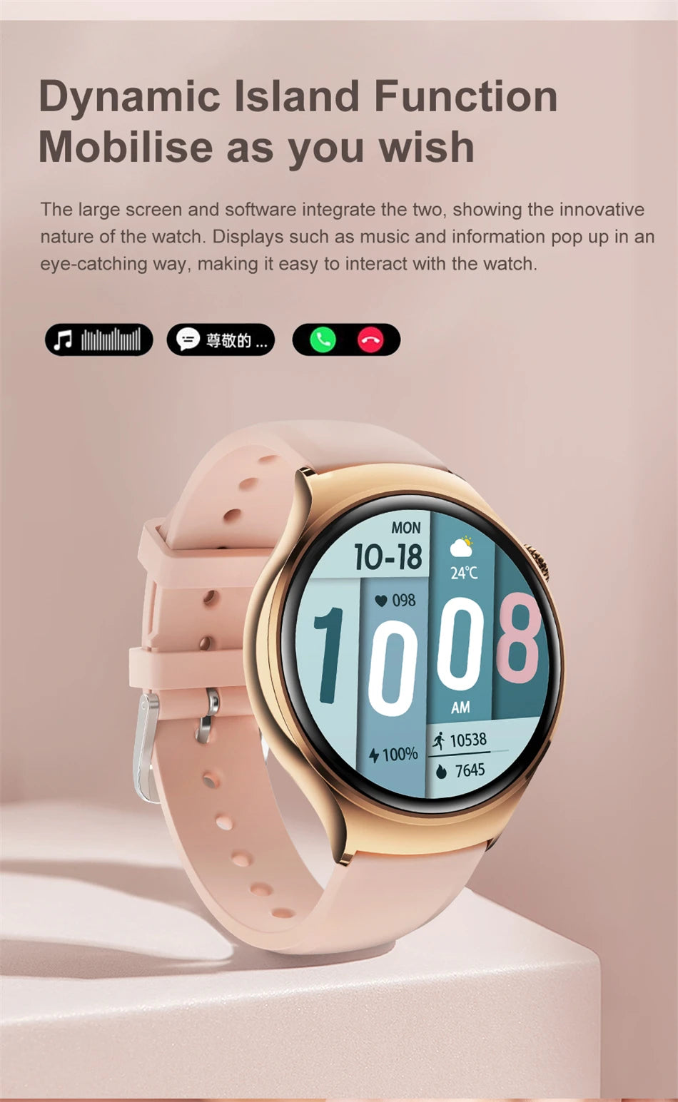 For Huawei Watch 4 mini Smart Watch Women 360*360 HD Screen Heart Rate Temperature Sport Bracelet NFC BT Calling Smartwatch 2024