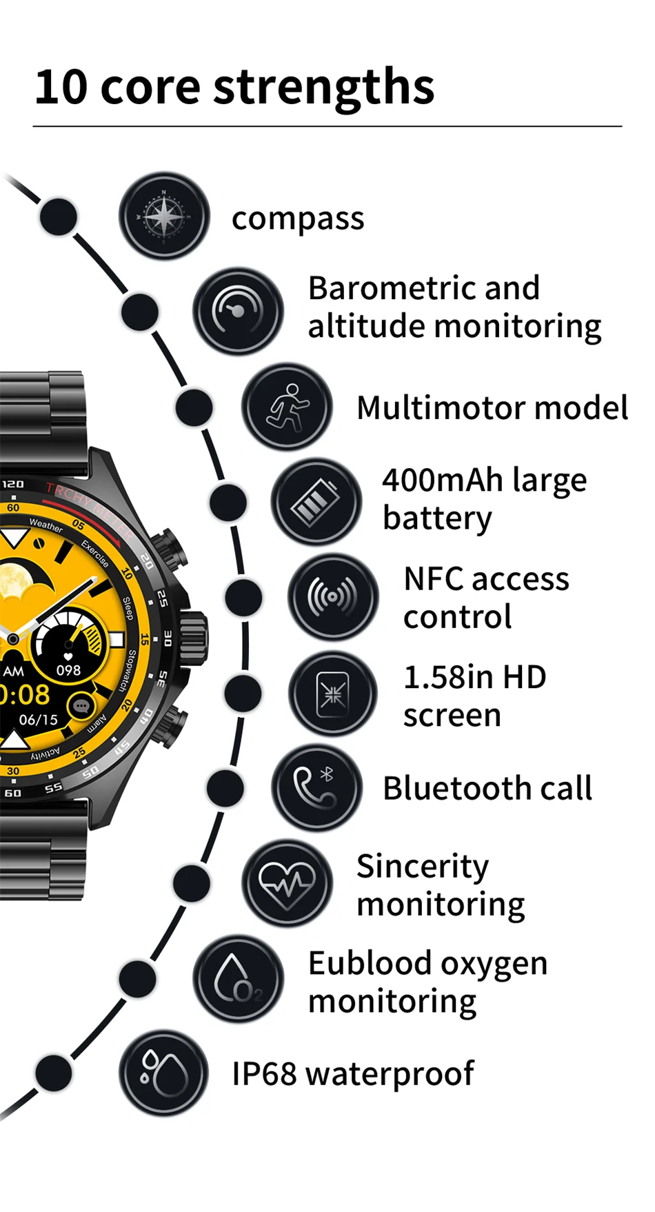 LIGE 2024 Outdoor Sports NFC Smart Watch Men Bluetooth Call HD Watch Men Health Monitoring Compass IP68 Waterproof Smartwatch