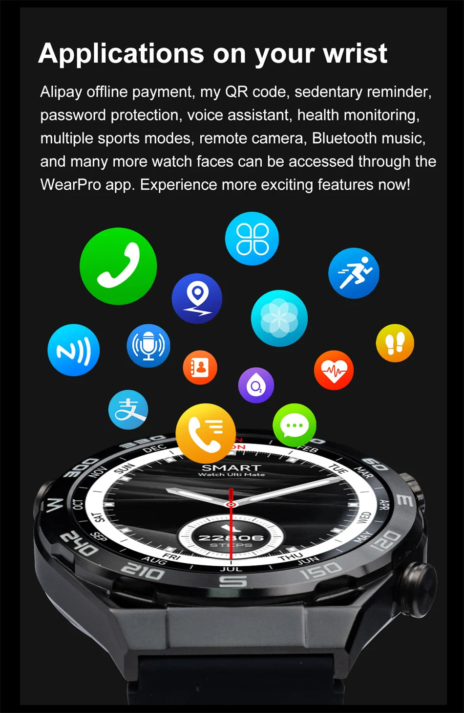 2024 AMOLED Smart Watch Man Bluetooth Answer Call Sport Watch GPS Track Compass IP68 Waterproof Smartwatch DT Ultimate