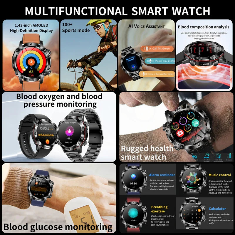 2024 Medical Grade Smart Watch Men Bluetooth Call Watches Blood Sugar Lipid Uric Acid HRV Health Sport ECG Smartwatch for Women