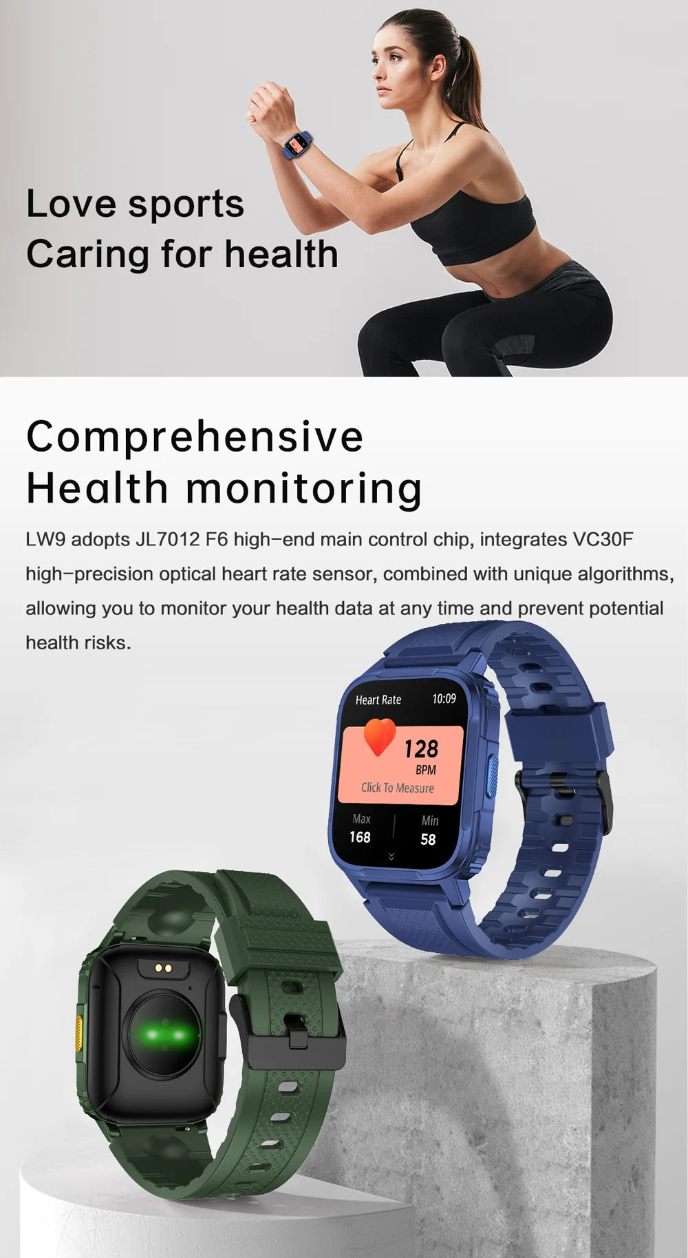 2024 New Smart Watch Men Women LW9 Fitness Tracker Bluetooth Call Heart Rate Blood Pressure IP68 Waterproof Sprots Smartwatches