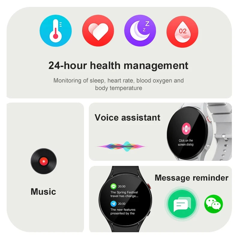 2024 New Smart Watch 6 Women AMOLED Screen Voice Call Customized Wallpaper Health Detection Bluetooth Call Man Sports Smartwatch