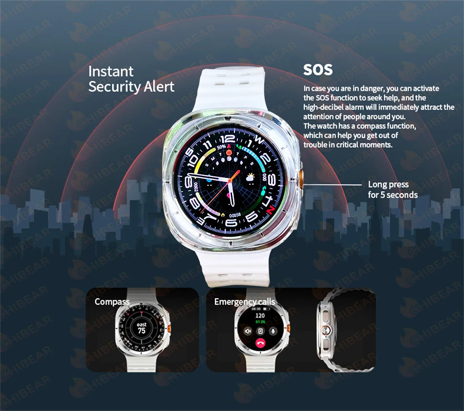 For Galaxy Watch 7 Smartwatch Men 1.43inch AMOLED Display GPS Motion Track NFC Compass 2024 New Bluetooth Call Smart Watch Women