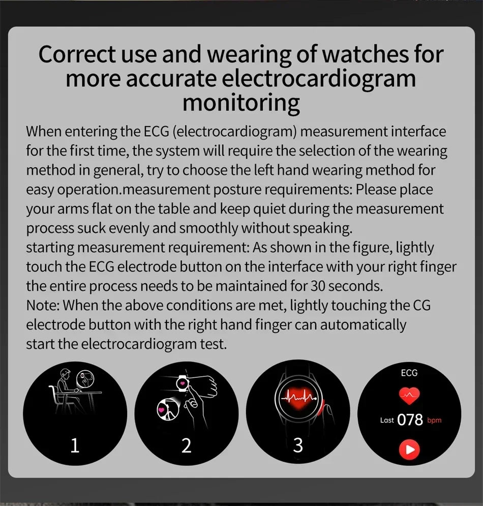 2024 New Blood Glucose Smart Watch Men ECG+HRV Blood Pressure Health Monitor Fitness Watches IP68 Waterproof Smartwatch Women