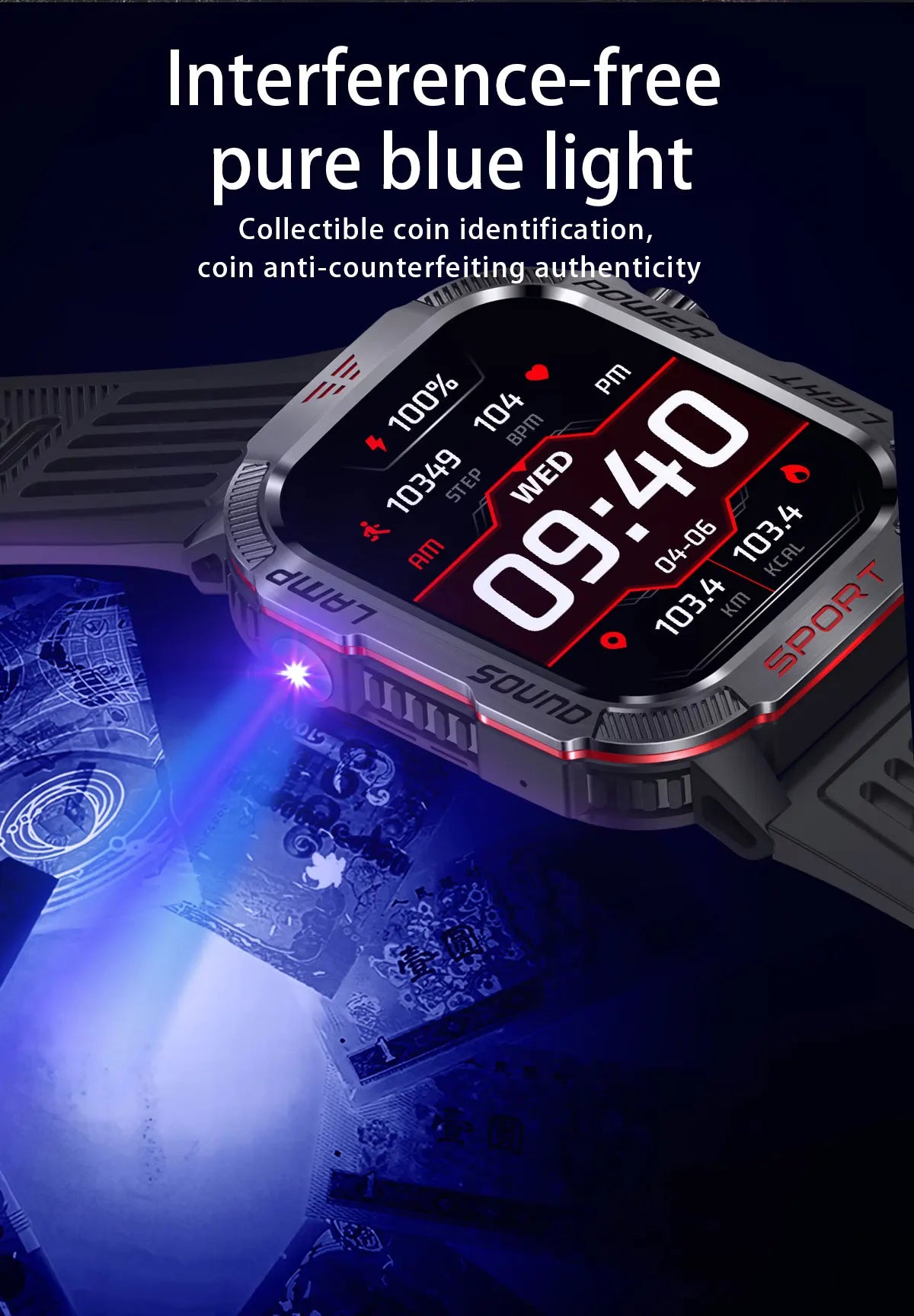 2024 New Android Military Smartwatch For Men LED Flashlight Compass IP68 Waterproof Activity Tracker Bluetooth Talk Smartwatch