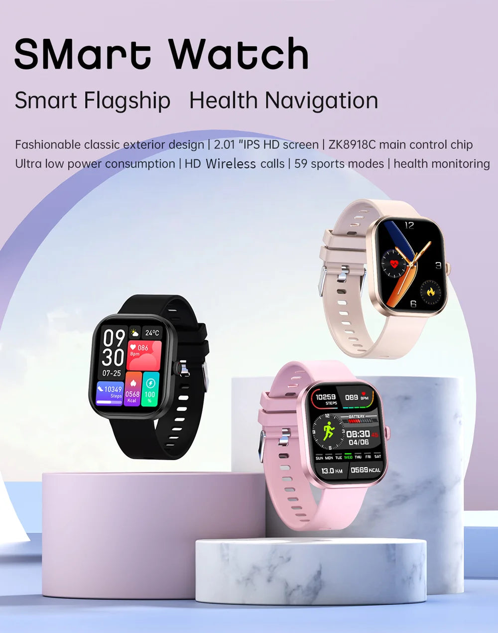 LIGE Smart Watch Women 2.01'' IPS HD Wireless Call 230mAh Large Battery Sports Watches Blood Oxygen Monitor Men Smartwatch 2024