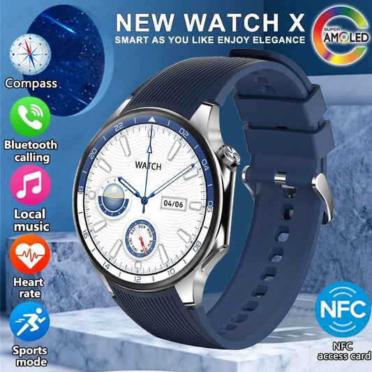 For OPPO Watch X Smart Watch GPS Trajectory Compass NFC Watches AMOLED 466*466 HD Screen Bluetooth Call Men Smartwatch 2024 New