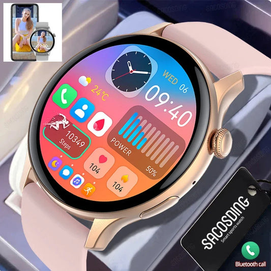 2024 Bluetooth Call Women Smart Watch AMOLED Full Touch Fitness IP68 Waterproof Men Smartwatch Lady Clock + box For Android IOS