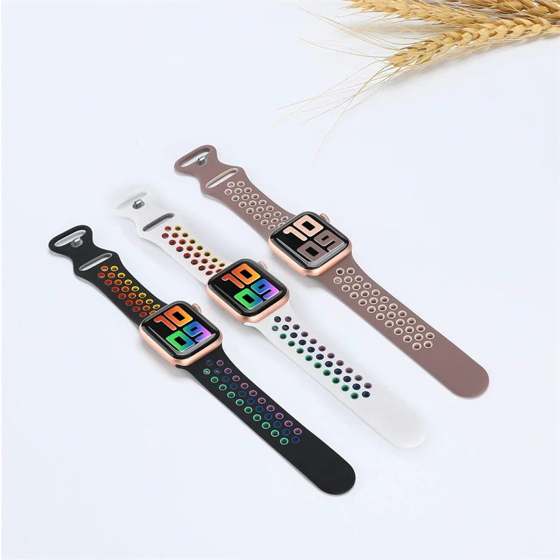 Silicone Strap for Apple Watch Band Ultra 2 49mm 38mm 42mm Sport Bracelet iWatch Series 9 8 7 41mm 45 mm 7 6 SE 5 4 3 44mm 40mm