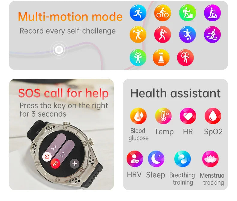 2024 New VE33 PRO Smartwatch AMOLED Bluetooth Call Heart Rate Detection SOS Emergency Call Voice Assistant Men Woman Smartwatch