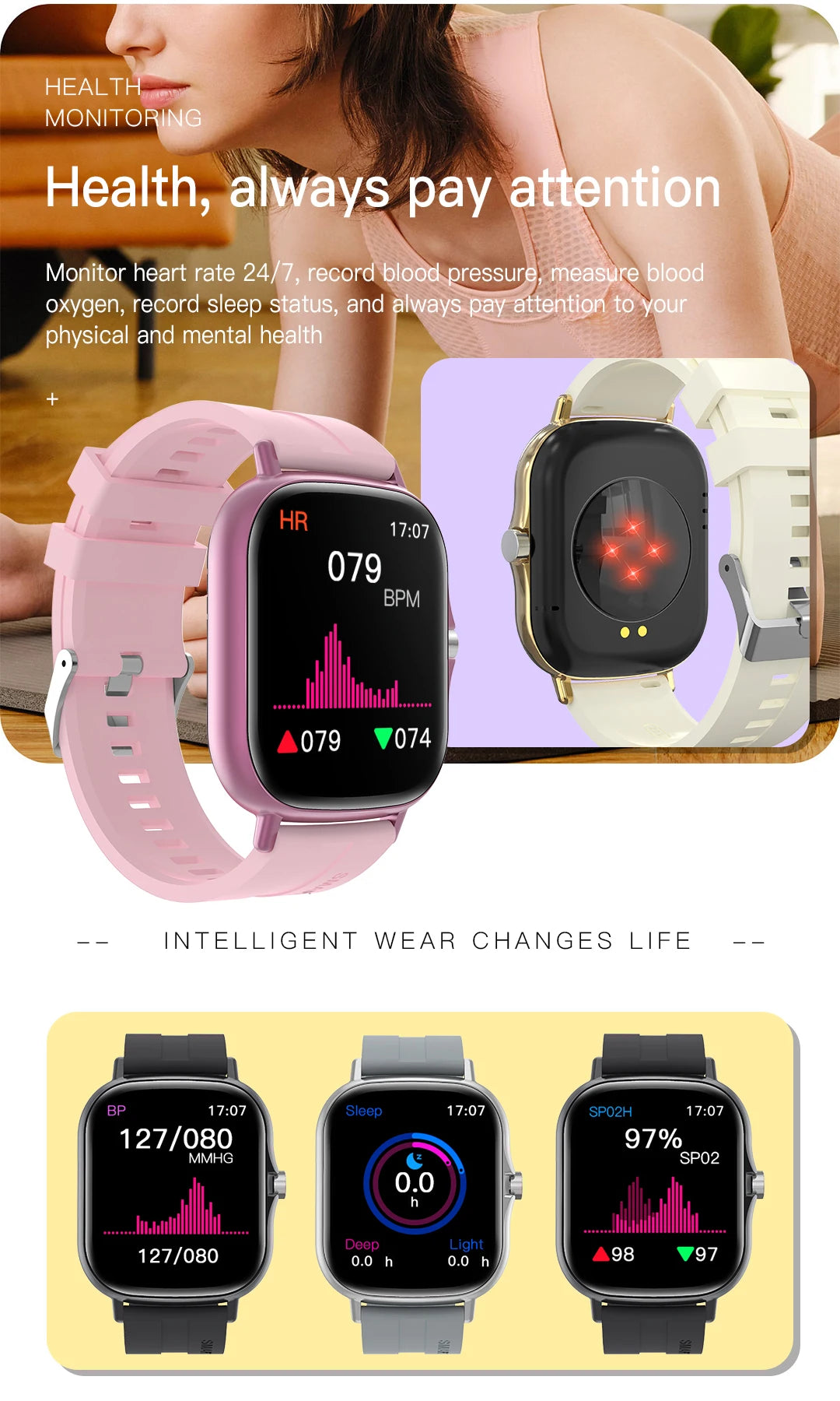 Smart Watch 2024 New 2.01 Inch HD Screen BRUBOSES Bluetooth Call Sleep monitoring Sport Tracker Waterproof Women Men Smartwatch