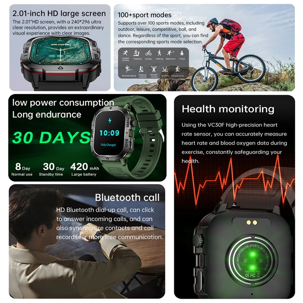 2024 New Military Smartwatch Men GPS Sports Tracker 420mAh Large Battery AI Voice Assistant Bluetooth Call Outdoor Smart Watch