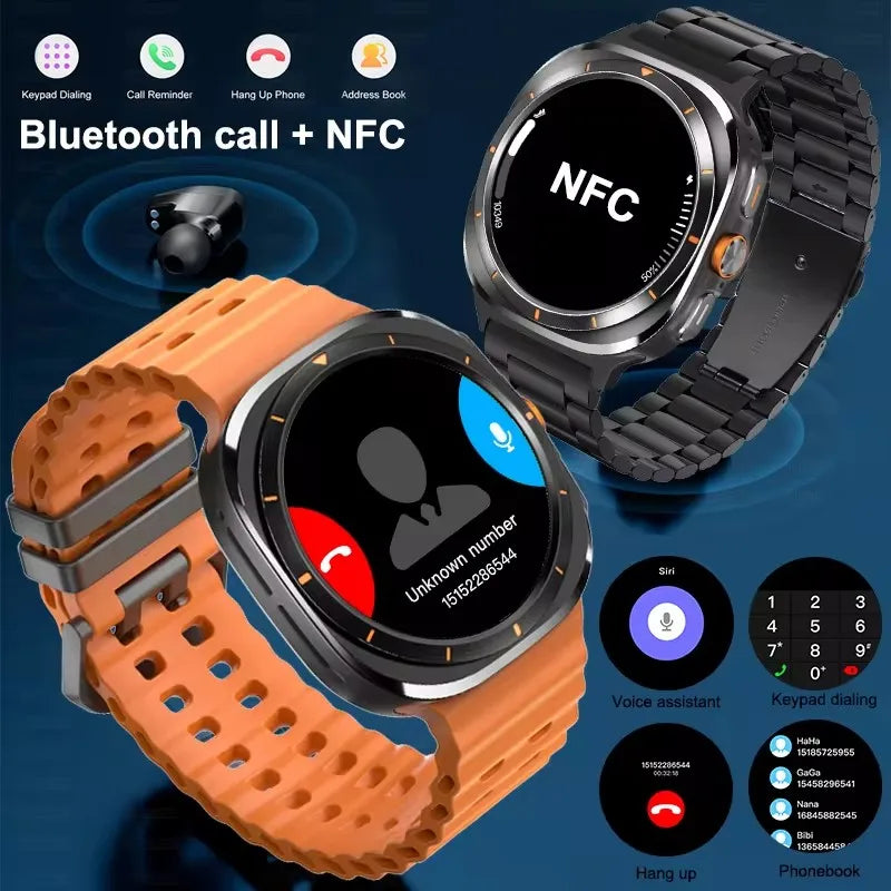 2024 New For Galaxy Watch 7 Ultra GPS Smart Watch Men HD AMOLED Heart Rate Sports Fitness Tracker NFC Bluetooth Call Smartwatch