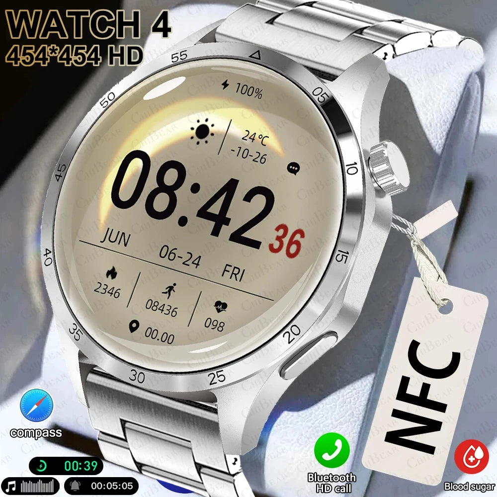 For Watch 4 2024 GPS Sports New Men's Smartwatch AMOLED HD Screen IP68 Waterproof Fitness Watch NFC HD Voice Call Smartwatch Men