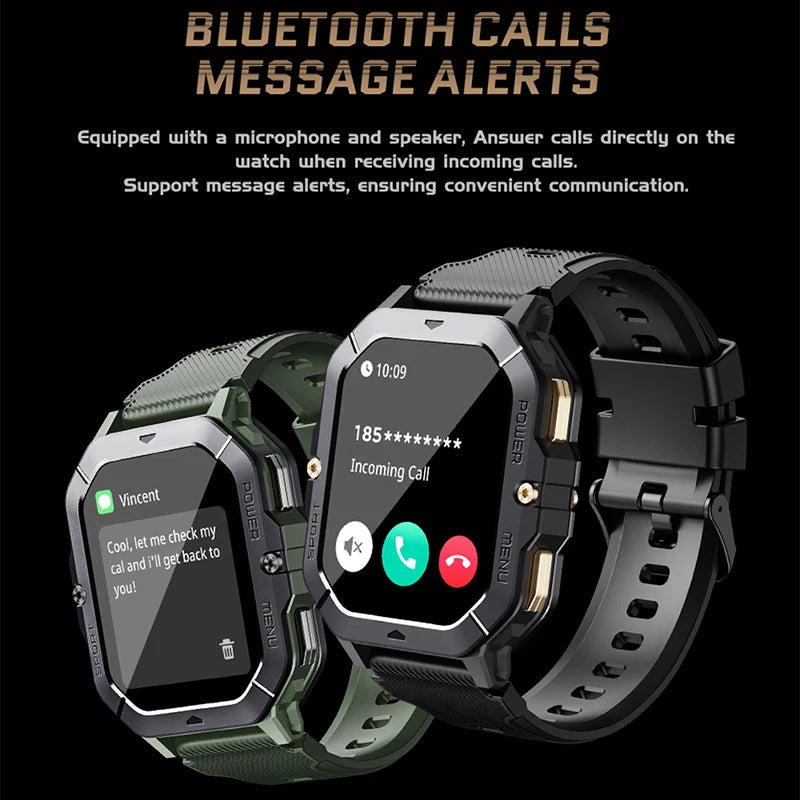 2.02 Inch Military Outdoor Smart Watch Men 400 mAh Large Battery GPS Sports Track Fitness Watch 2024 Bluetooth Call Smartwatch