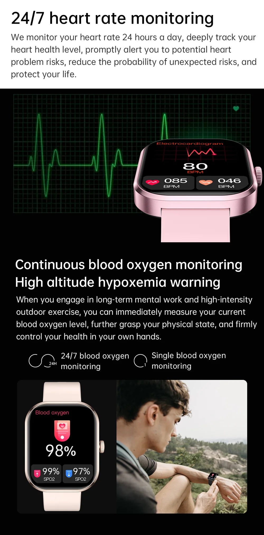 LIGE Smart Watch Women 2.01'' IPS HD Wireless Call 230mAh Large Battery Sports Watches Blood Oxygen Monitor Men Smartwatch 2024