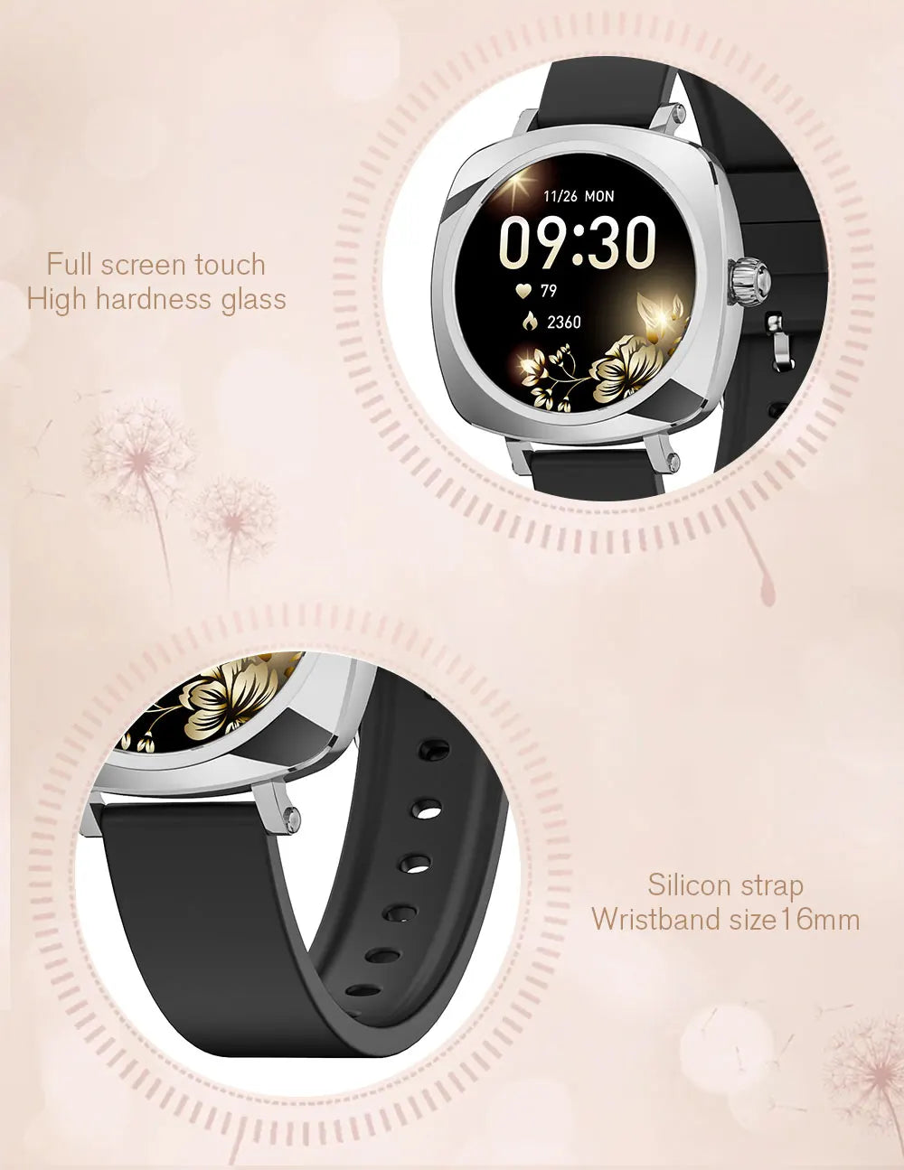 2024 Fashion Smart watches for Women Amoled screen Heart Rate IP68 Waterproof Android Round Shape  Digital BT call smart Watch