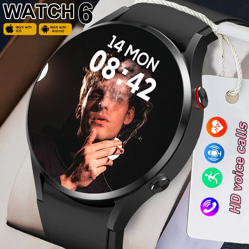 2024 New Smart Watch 6 Fashion Women Smart Watch Voice Calling Real AMOLED HD Screen Sports Smart Watch Men For Huawei Xiaomi