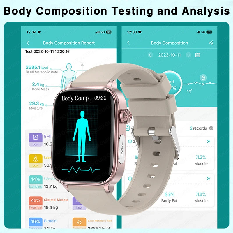 2024 New ECG+PPG Medical Grade Health Smart Watch for Women Men Blood Sugar Fat Uric Acid Monitoring Bluetooth Call Smartwatches