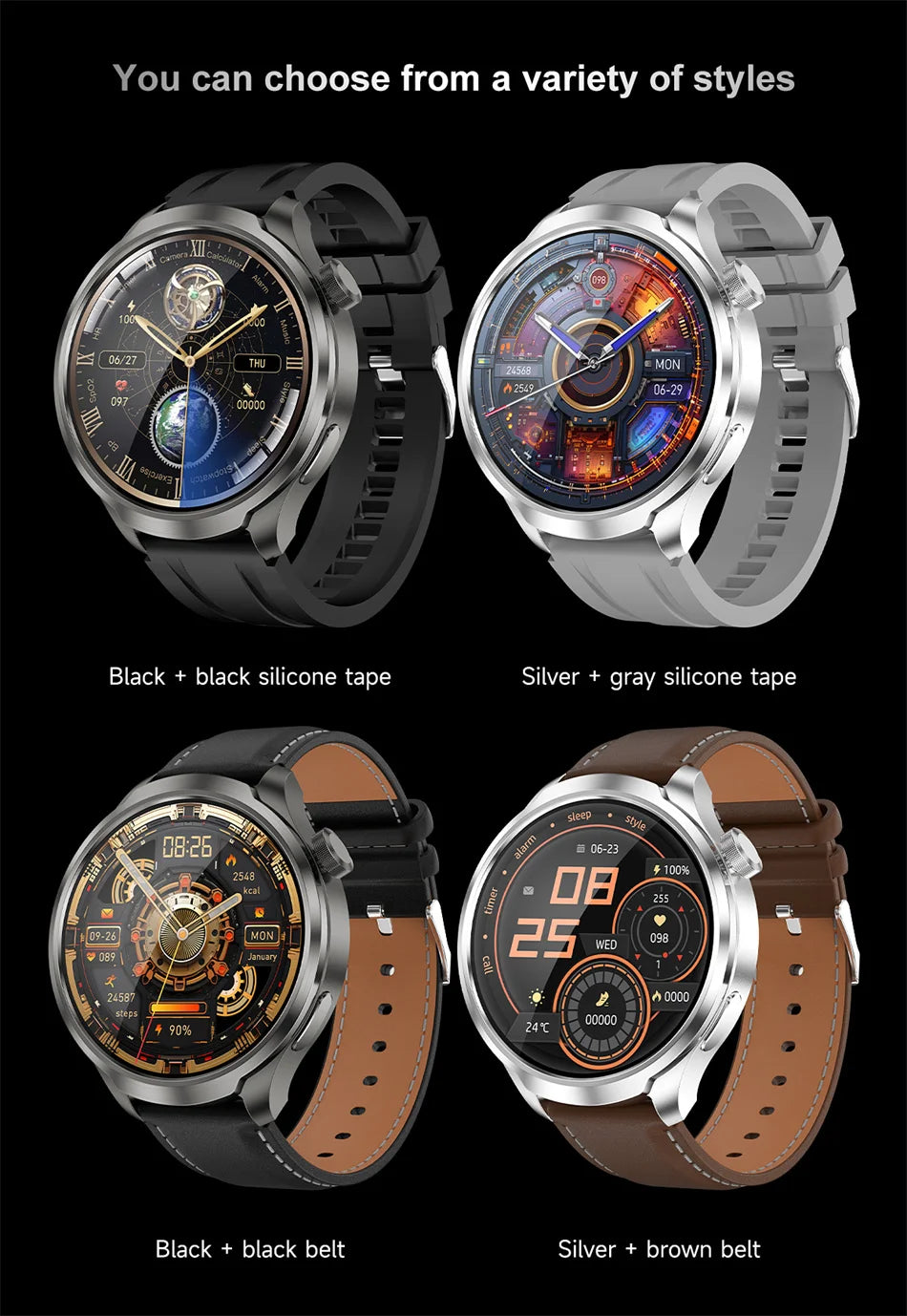 2024 New GPS Smart Watch Men For Huawei Xiaomi 360*360 HD Screen Heart Rate Bluetooth Call NFC IP68 Waterproof Sport Smartwatch