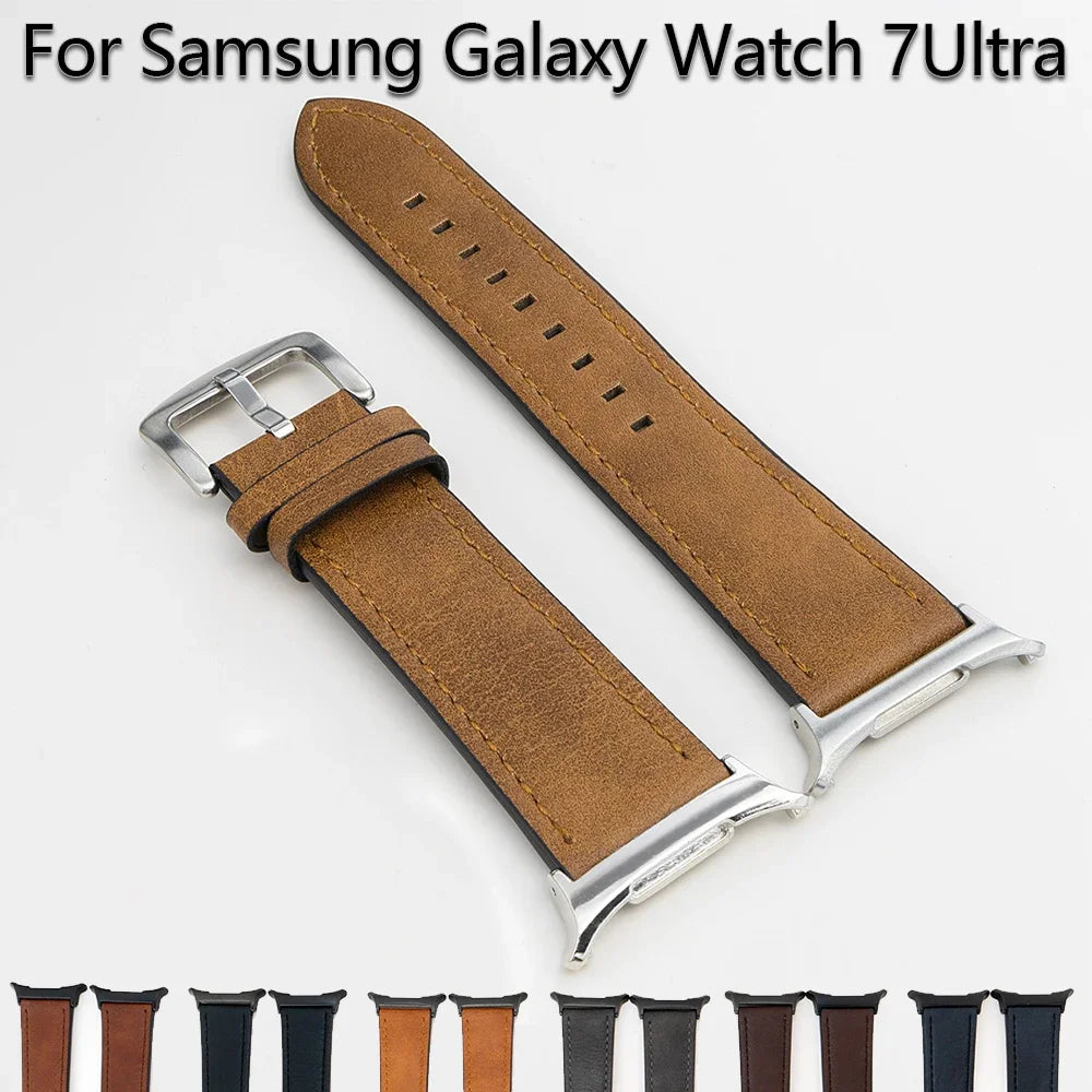 No Gaps Leather Strap for Samsung Galaxy Watch 7 Ultra 47mm Wristband Quick Release Bracelet for Galaxy Watch 7 Ultra 47mm Band