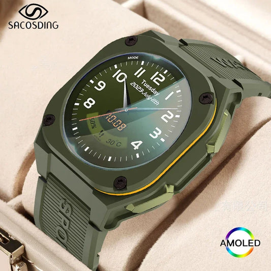 2024 Men Smart Watch AMOLED Screen Always On Display Clock  Women smartwatch Compass Sports SmartWatches 5ATM Waterproof Watches