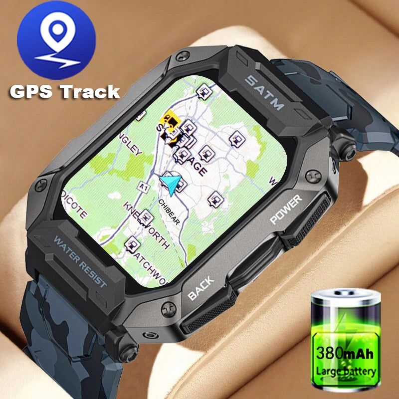 GPS C20 Military 2024 New Smart Watch Men IP68 5ATM Outdoor Sports Fitness Tracker 24H Health Monitor 1.71inch Smartwatch Man