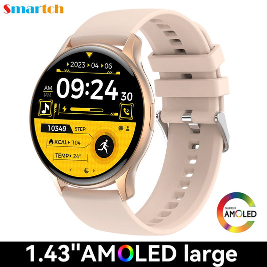 2024 Men Blue Tooth Call 1.43" AMOLED Lady Smart Watch Heartrate Voice Assistant Fitness Sports Waterproof NFC Women Smartwatch