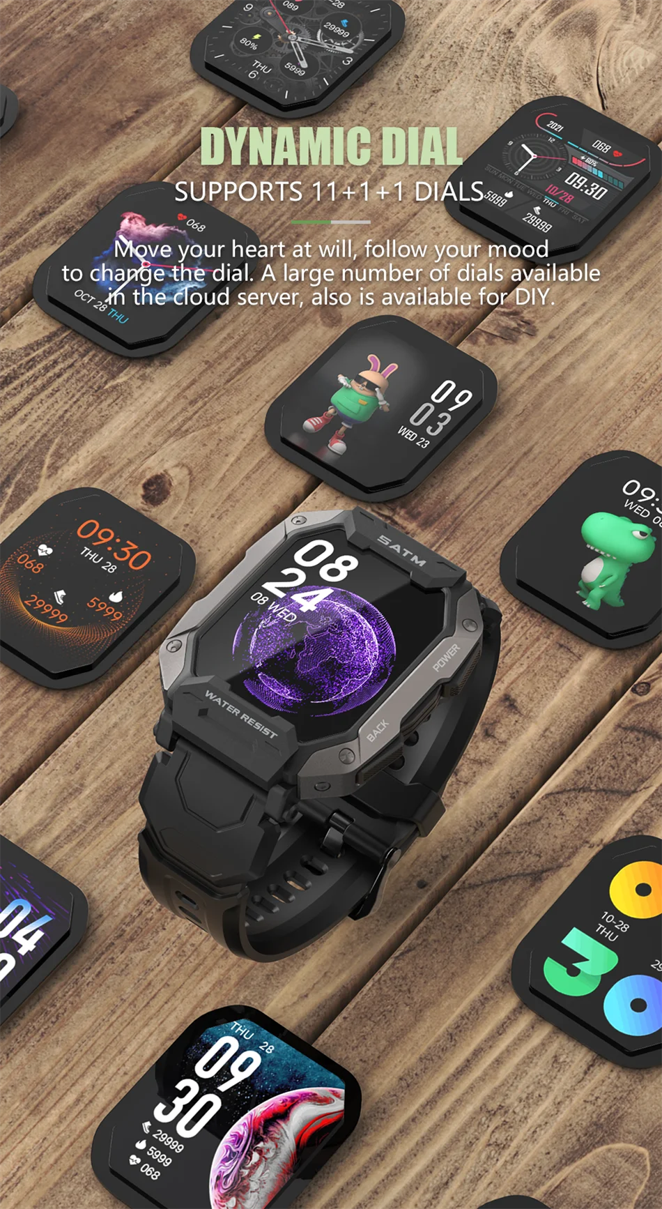 5ATM Waterproof Full Touch Smartwatch Blood Pressure Oxygen Fitness Watch 5 Atm Waterproof Smart Watch Men Military 2024 New