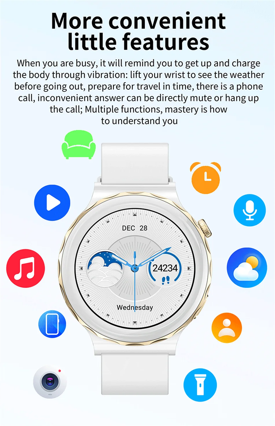 2024 New Fashion Smart Watch Women AMOLED HD Screen Heart Rate Bluetooth Call IP67 Waterproof Sport SmartWatch For Android IOS