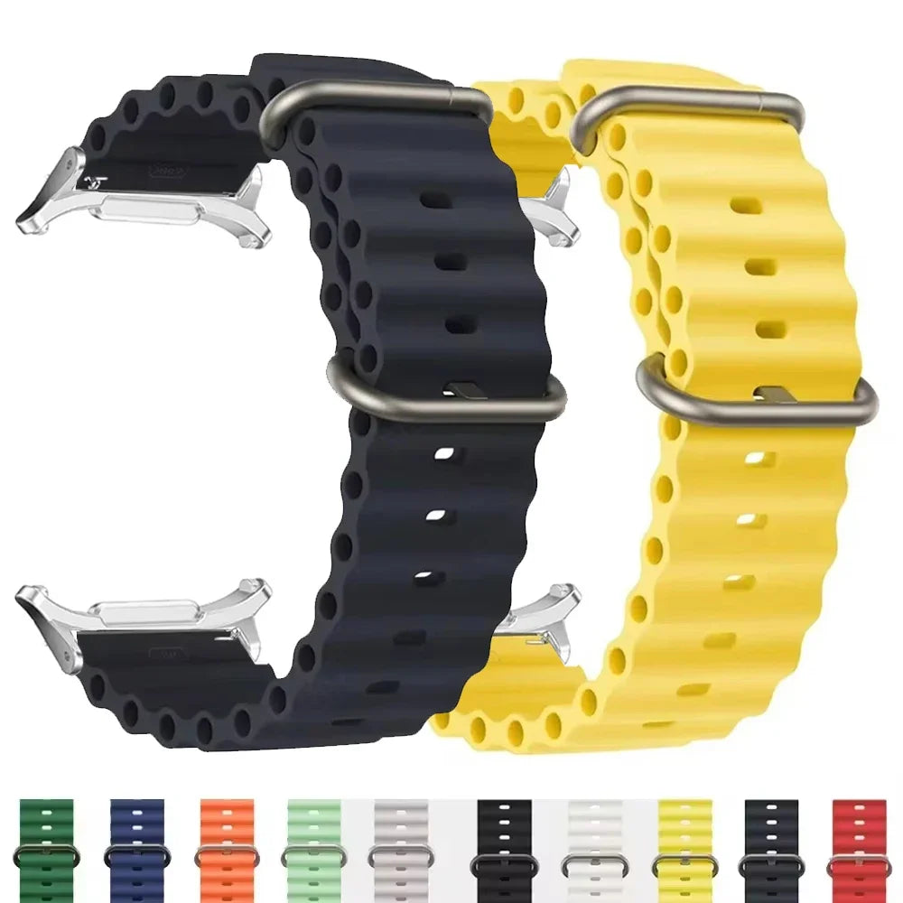 Ocean Strap for Samsung Galaxy Watch 7 Ultra 47mm Sport Silicone Bracelet for Galaxy Watch 7 Ultra Band Metal Connector Correa