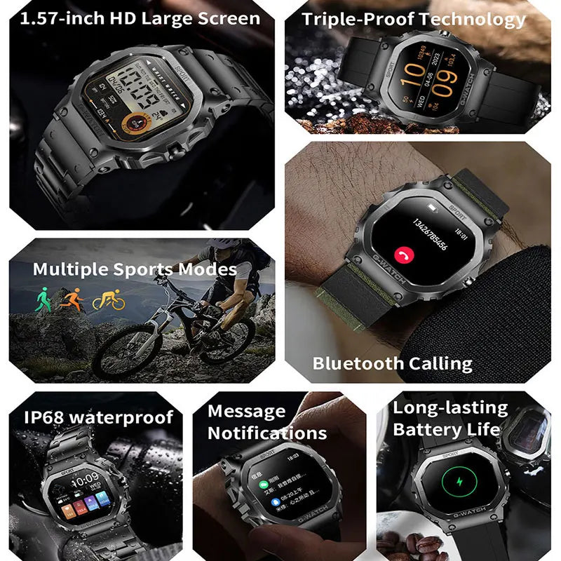 2024 New Smart Watch Men Women 1.57" Screen BT Call Sports Bracelet Blood Oxygen IP68 Waterproof Watch Clock For Android Ios