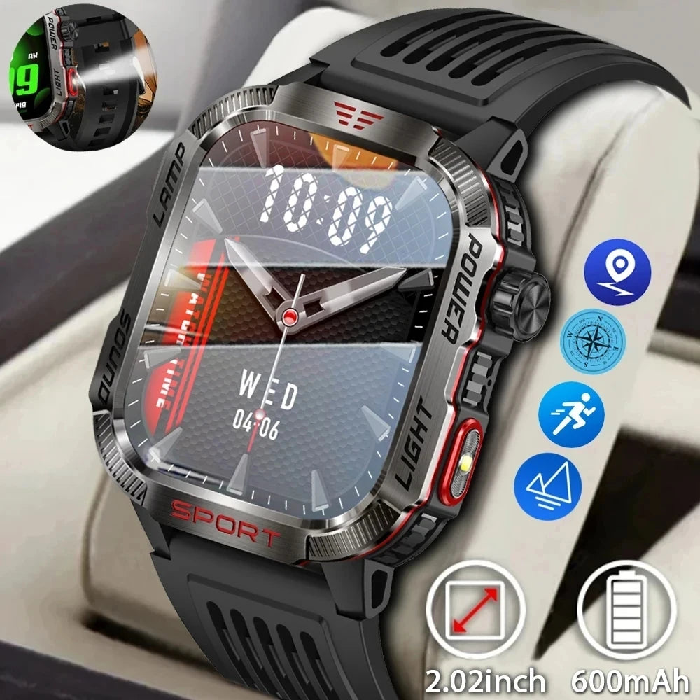 2024 New Outdoor Smartwatch Men Sports Fitness Tracker 2.01-inch IPS IP68 Waterproof Compass Bluetooth Call 600Mah Smartwatch