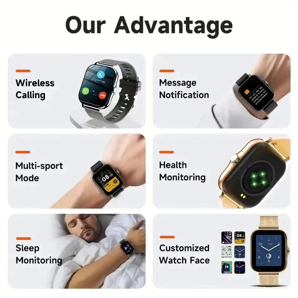 Smart Watch for Men Women Smartwhatch Gift Full Touch Screen Sports Fitness Watches BT Calls Digital Smartwatch Wristwatch 2024