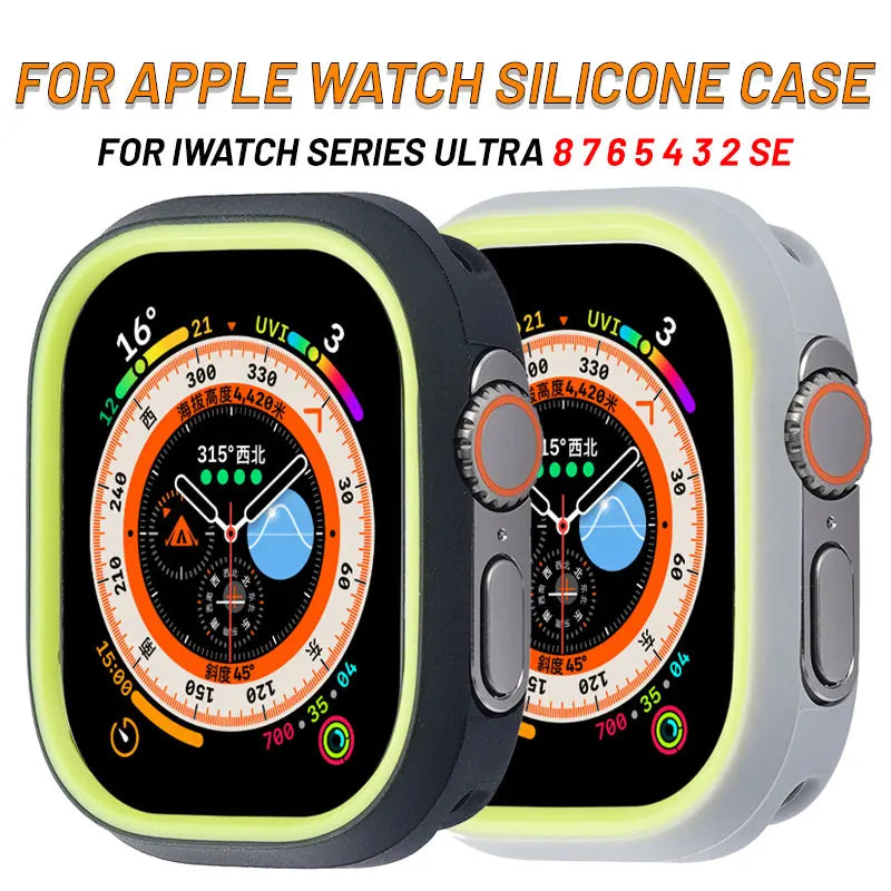 Soft Silicone Case For Apple Watch Ultra 2 49mm Cover For apple watch 8 case 45mm For iWatch Series 9 8SE 49MM 44MM Accessories