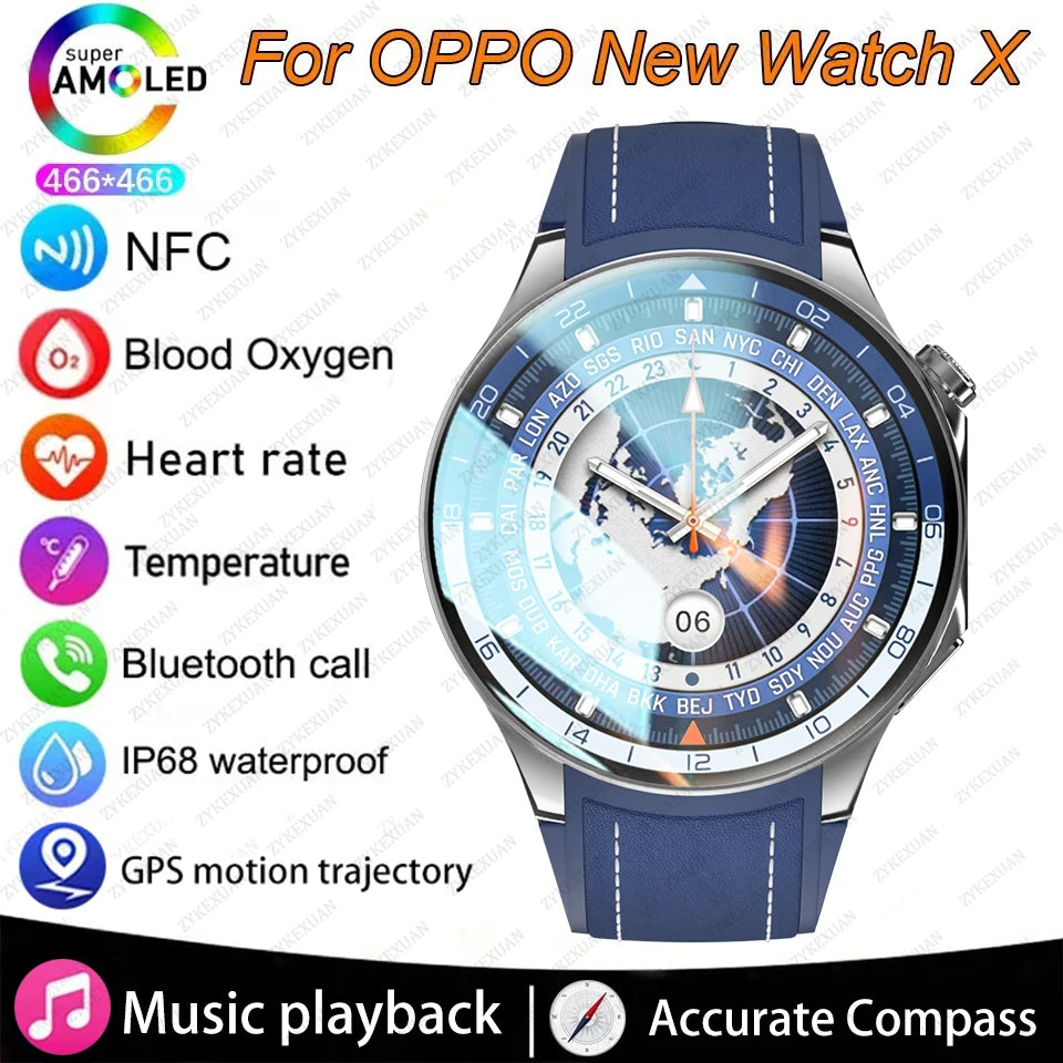 2024 New WATCH X Smart Watch Men AMOLED HD Screen GPS Bluetooth Call NFC IP68 Waterproof Watches Health Monitor Smartwatch Woman