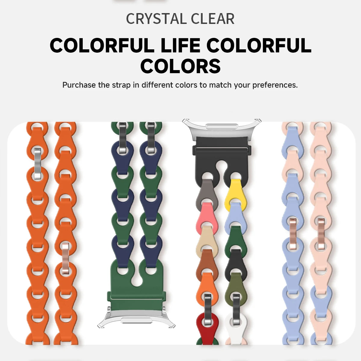 Silicone Chain Strap for Samsung Galaxy Watch 7 Ultra 47mm Wristband Band Bracelet for Galaxy Watch 47MM Replacement Watchband