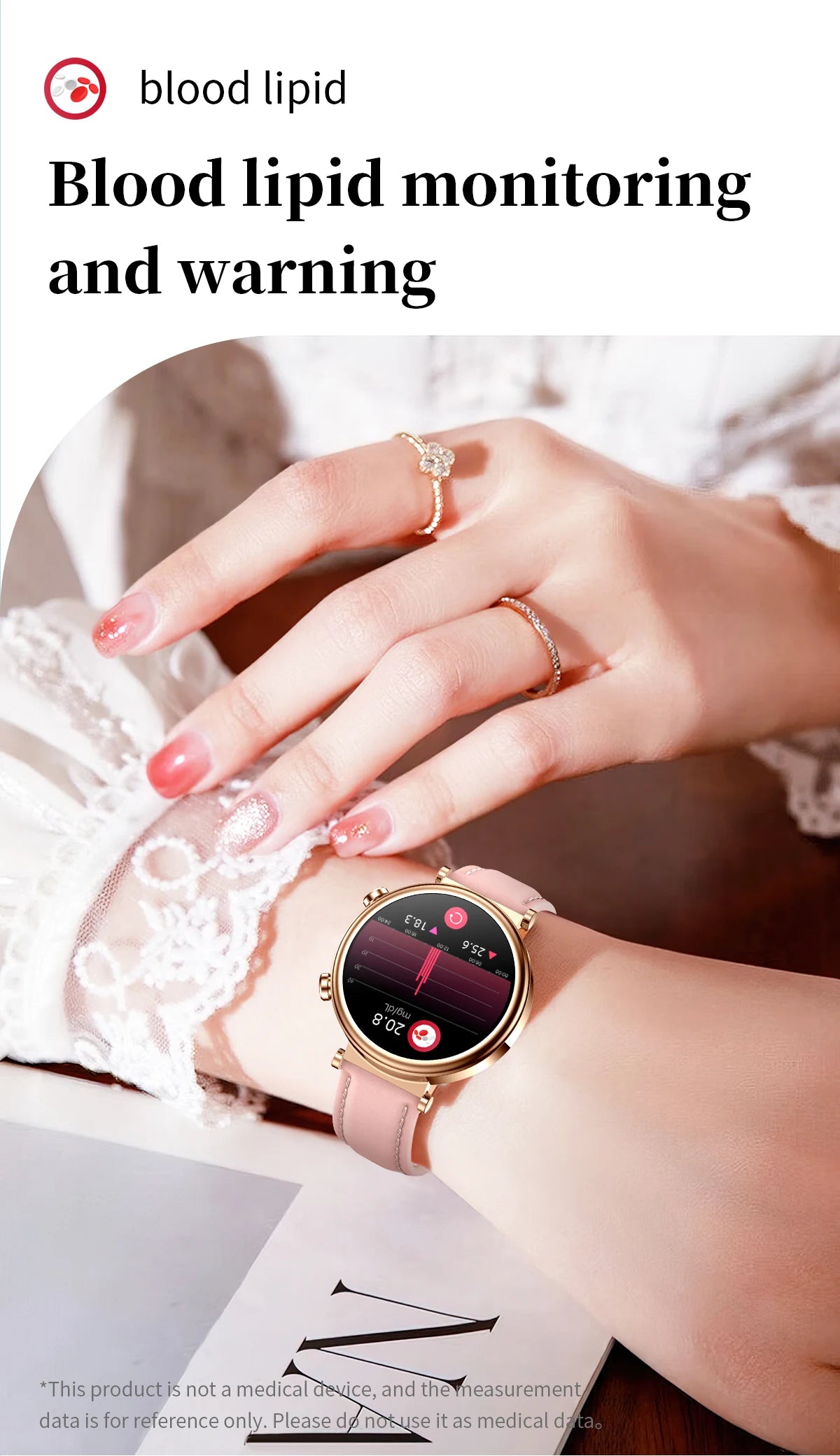 2024 Fashion Smart Watch for Women Lady Health Monitoring 1.27inch Screen IP68 Waterproof BT Calling Diamond Fashion Smartwatch