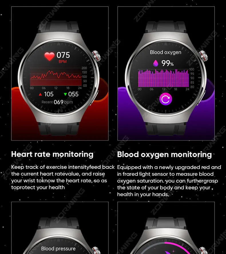 MT200 PPG+ECG Smart Watch Men Watch 4 Pro 1.43" AMOLED Screen Heart Rate Body Temperature Blood Pressure Smartwatch 2024 New