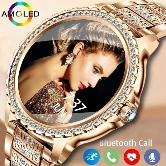 2024 New 360*360 HD Screen Diamond Bracelet Smartwatch Women Health Monitoring Waterproof Bluetooth Call Fashion Smart Watch Men