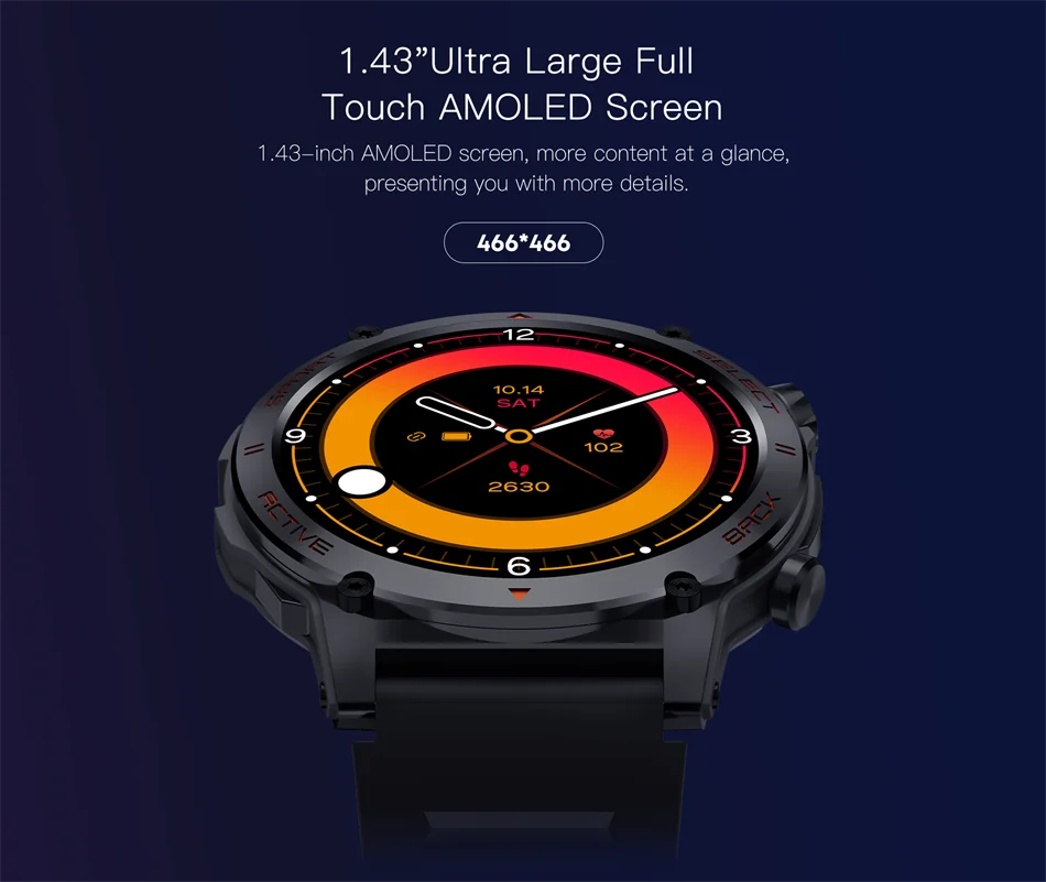 2024 New Smart Watch Men 1.43-inch AMOLED Screen Bluetooth Call Sport Fitness Tracker Sleep Health Monitor Waterproof Smartwatch