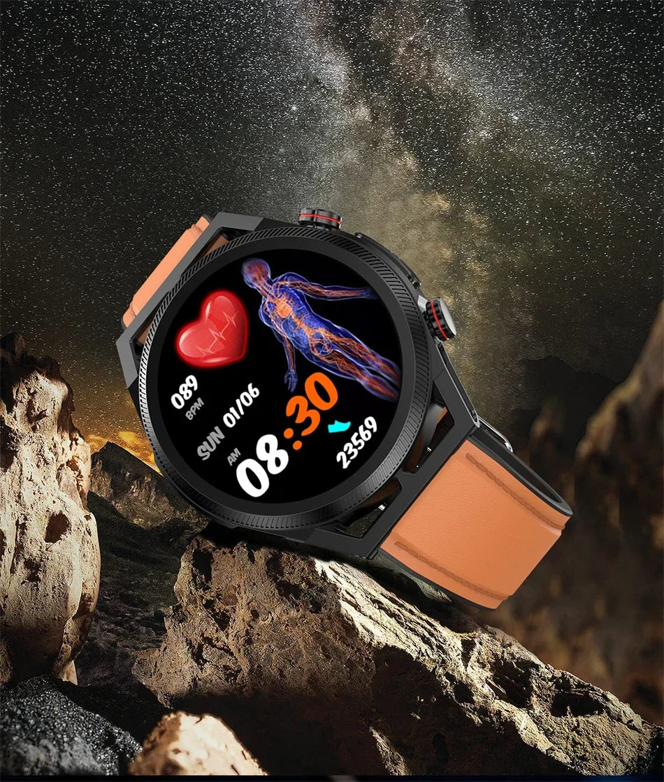 2024 New Uric Acid Non invasive Blood Glucose Smart Watch Mens Bluetooth Call Blood Lipid Blood Oxygen Blood Pressure Smartwatch