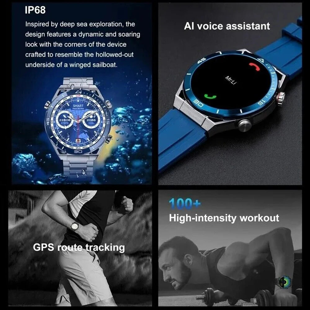 2024 New Smart Watch Men GPS Tracker AMOLED 454*454 HD Screen Heart Rate Smart Watch Bluetooth Call HD Full Touch SmartWatch