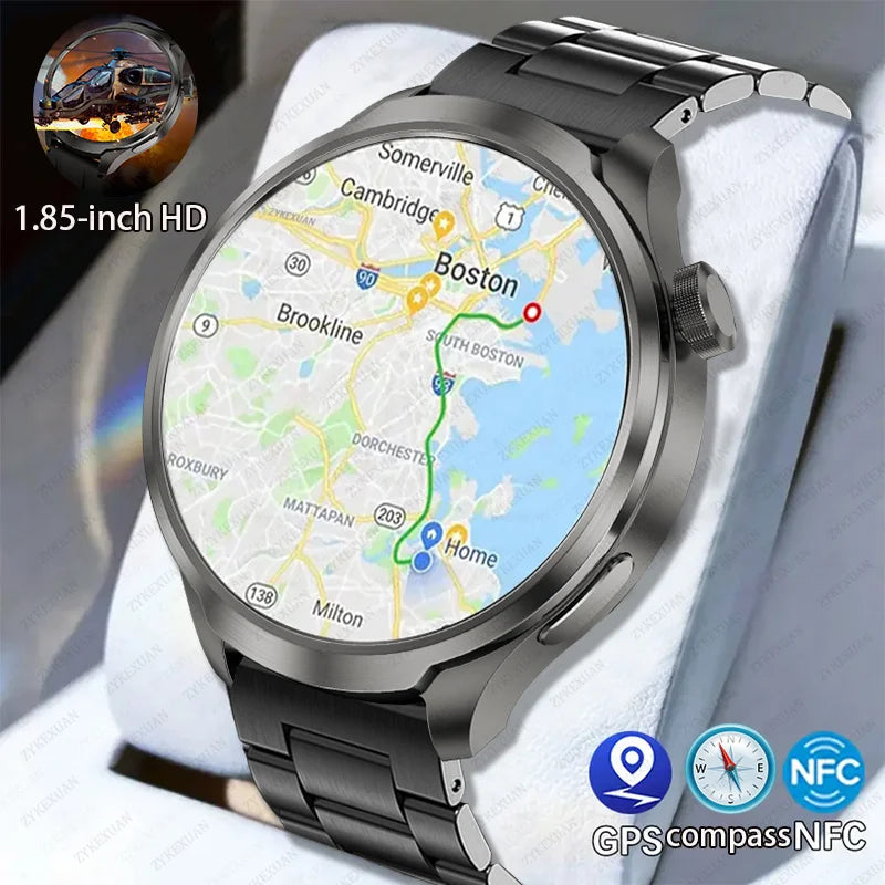 2024 New For Huawei Xiaomi GPS Track Smart Watch Men 1.85-Inch Ultra HD AMOLED Screen 410 Mah Battery Bluetooth Call SmartWatch