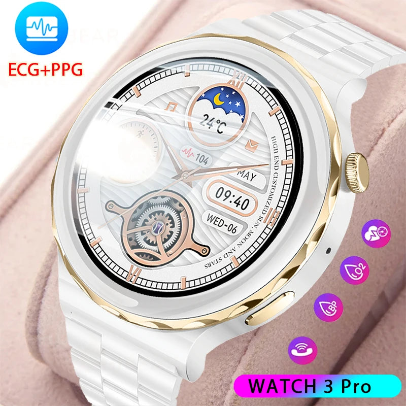 2024 New ECG+PPG Bluetooth Call Smart Watch Women For Android IOS Watch 3 HD Sreen Custom Dial IP68 Waterproof Ladies Smartwatch