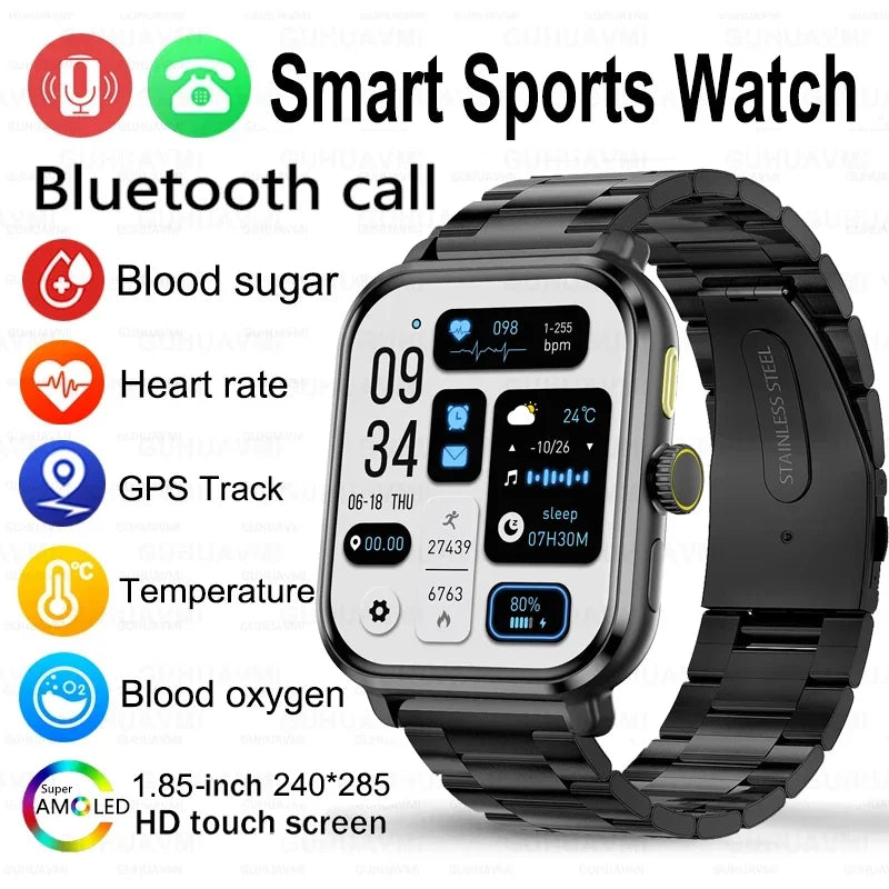 2024 New For Android GPS Track 6 AMOLED Smart Watch Men Blood Sugar Bluetooth Call NFC Sport Tracker Waterproof Women Smartwatch