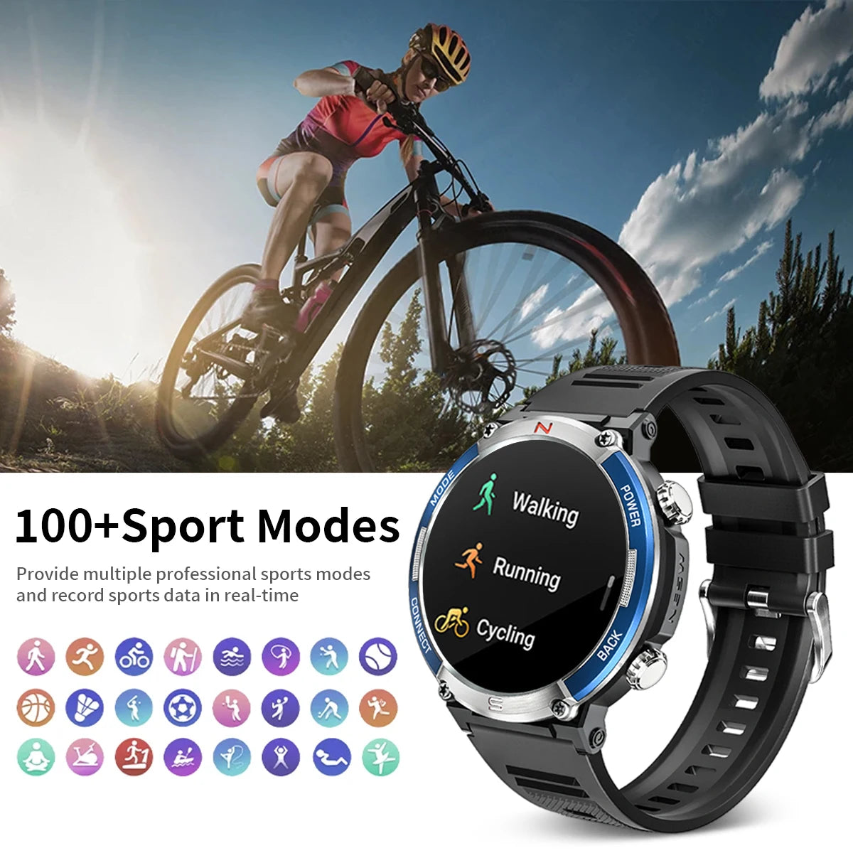 LIGE 2024 Compass Outdoor Sports Military Smart Watches IP68 Waterproof Bluetooth Call Men Smartwatch Health Monitoring Bracelet