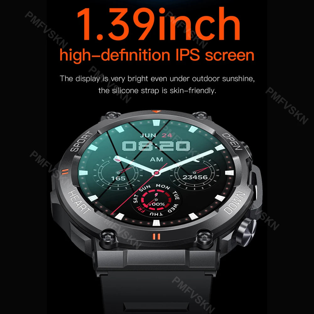 2024 Smart Watch Men HD Bluetooth Call Music Heart Rate Blood Pressure 400mah Big Battery Pedometer Outdoors Sport Smartwatch