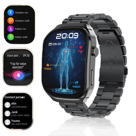 2024 New Non Invasive Blood Sugar SmartWatch Bluetooth Call Flashlight Outdoor Sports Track Tracker Men's and Women's Smartwatch